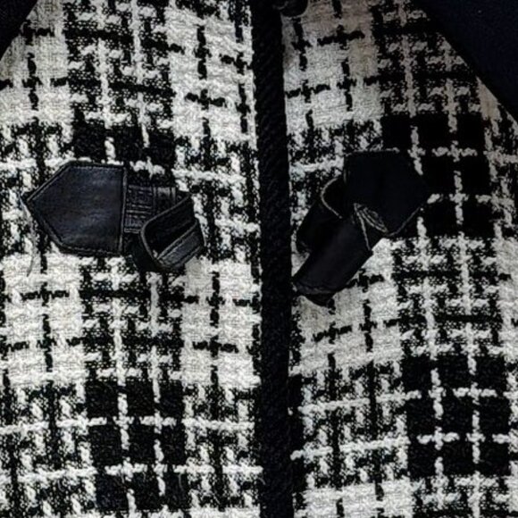 Black White Tweed Jacket Peter Pan Collar - Picture 3 of 4